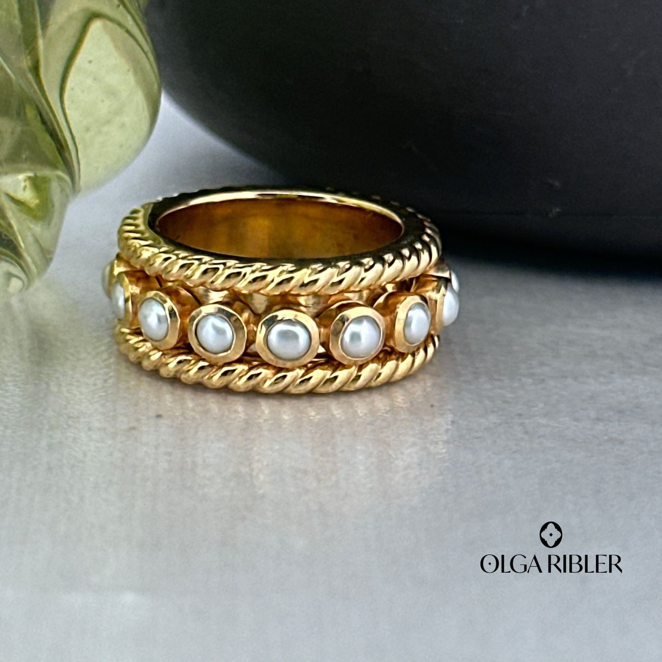 Olga Ribler Anelli: 9 mm breiter Moving Ring mit Perlen Grösse 52 – Nuovo (secondo la descrizione) da Luzern venduto da Schmuckoutlet 3