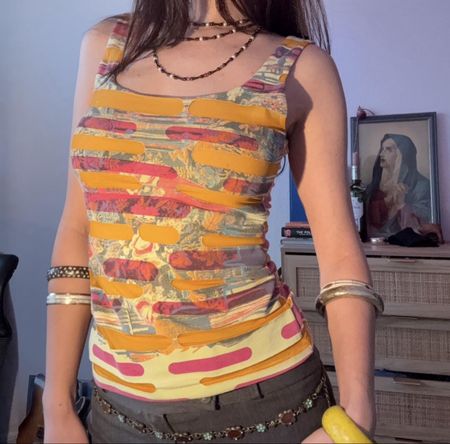 Save the queen colorful mesh tank top