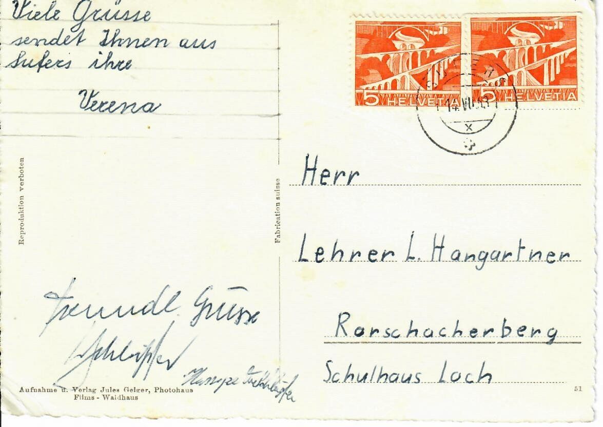 Cartoline postali: Hotel Hinterrhein bei Sufers – Usato da Hochdorf venduto da Ziegel-16 1