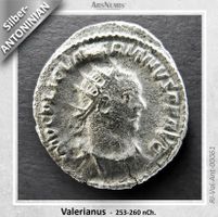 Antike römische Silbermünze / Valerianus / 255-256 nCh.