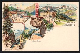 Litho Brünig, Ortspartien mit dem Bahnh