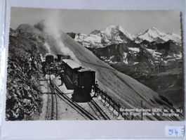 Alte Postkarte Brienzer-Rothorn mit Bahn