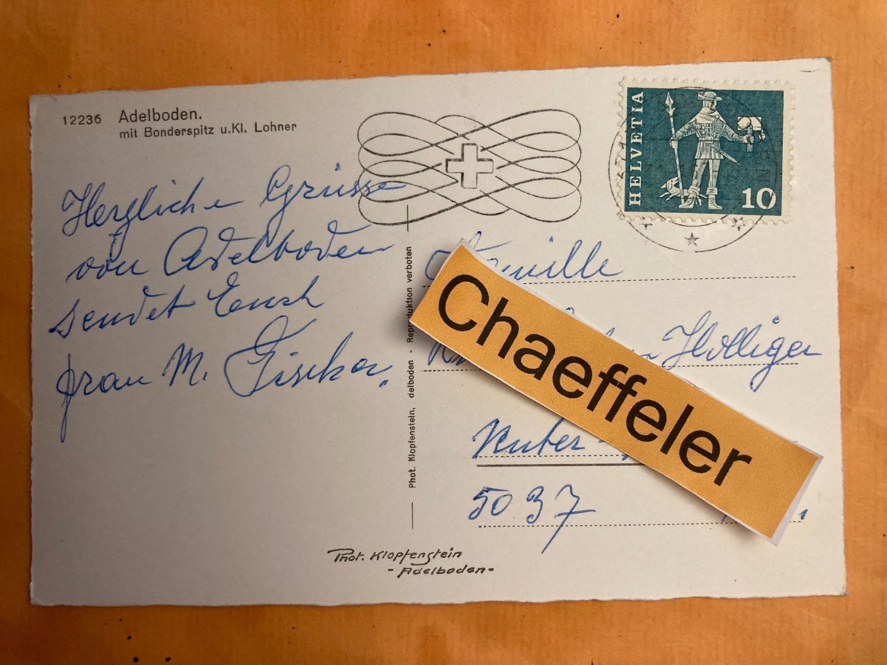 Cartoline postali: Adelboden mit Bonderspiz u. Kl. Lohner – Usato da Zürich venduto da Chaeffeler 1