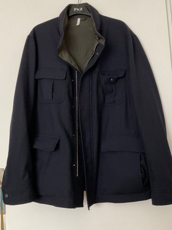 LARDINI reversible Wolle Jacke Gr 50/56 Blau/Grün gereinigt