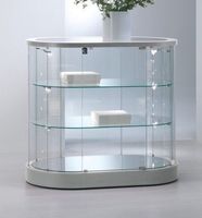 Glasvitrine, ESG Glas, Oval, Silber, LED (96cmx56cmxH.87cm)