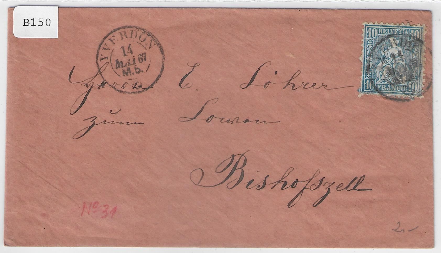 Alle Briefmarken: Yverdon 14. Mai 1867 Brief nach – Neu und originalverpackt aus Ettingen von Kartenplanet