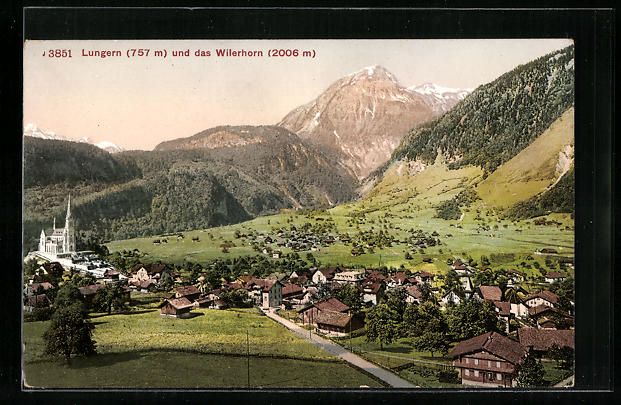Cartoline postali: AK Lungern, Totalansicht mit Wilerhorn – Usato da Berlin venduto da bartko-reher