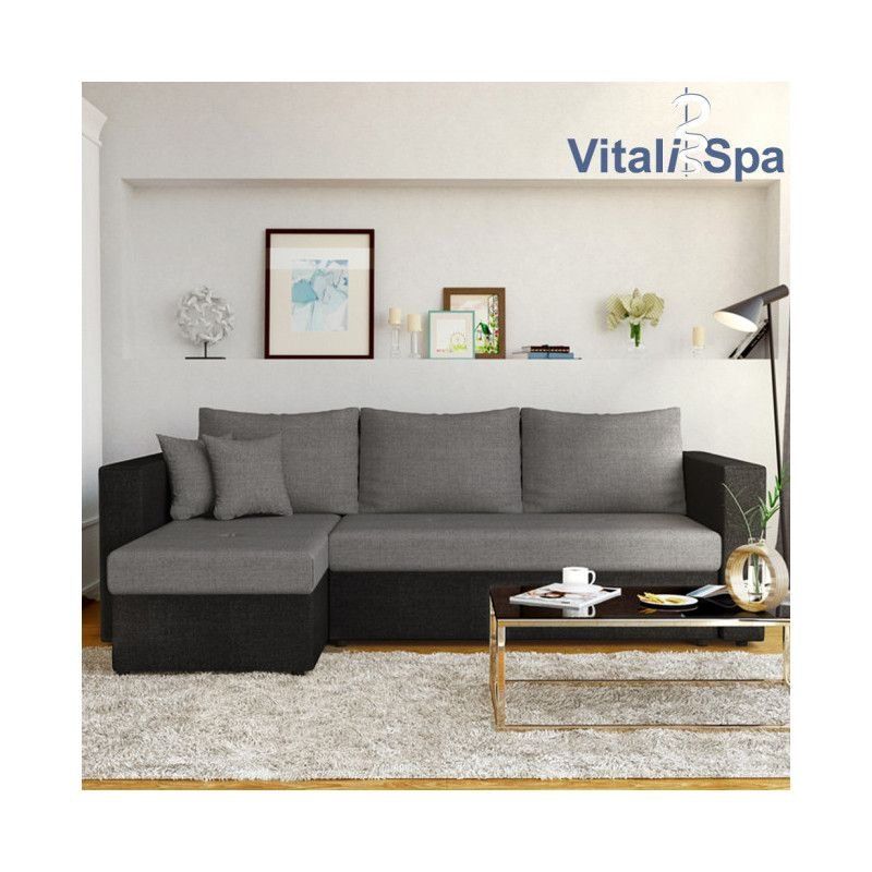 Divani: Ecksofa mit Schlaffunktion Grau/Schwarz - Sofa - Schlafsofa – Nuovo e nell'imballaggio originale da Wallenwil venduto da toesstal-vertrieb