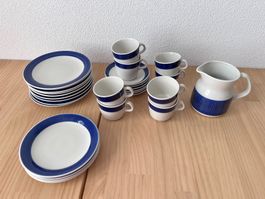 Kaffeeservice Rörstrand Koka blau 28 Teile