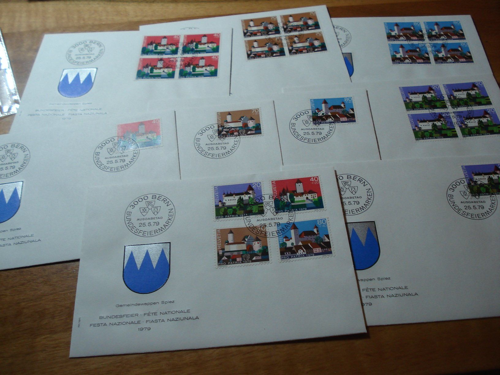 Tutti i francobolli: Pro Patria 1979, FDC Satz, Einzel + 4erblock, 9 Belege – Usato da Niederwil AG venduto da morostahu 1