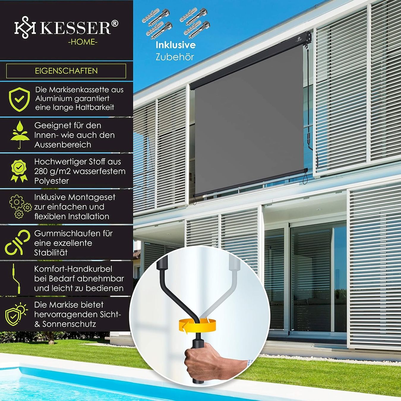 Markisen: Aussen-Senkrechtmarkise 160x250 grau – Neu und originalverpackt aus Bottighofen von zaap 1