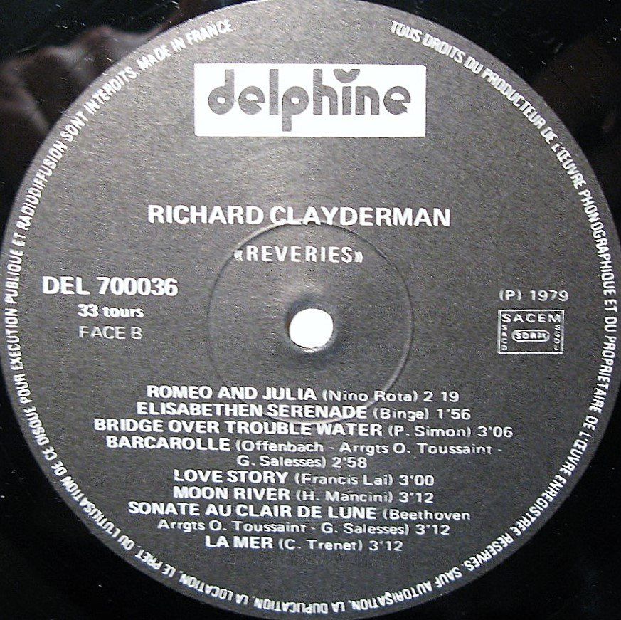 Dischi in vinile: RICHARD CLAYDERMAN "Rêveries" LP IN VG++/EX – Usato da Monthey venduto da Pingmub 4