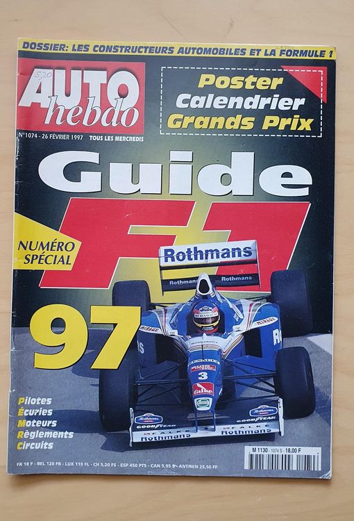 Auto Hebdo - Guide Formule 1 1997 (D'occasion) à Romainmôtier pour CHF ...