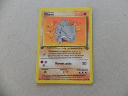 Rihorn Pokémon Sammelkarte 1. Edition Ausgabe 1999 - 2000 KP