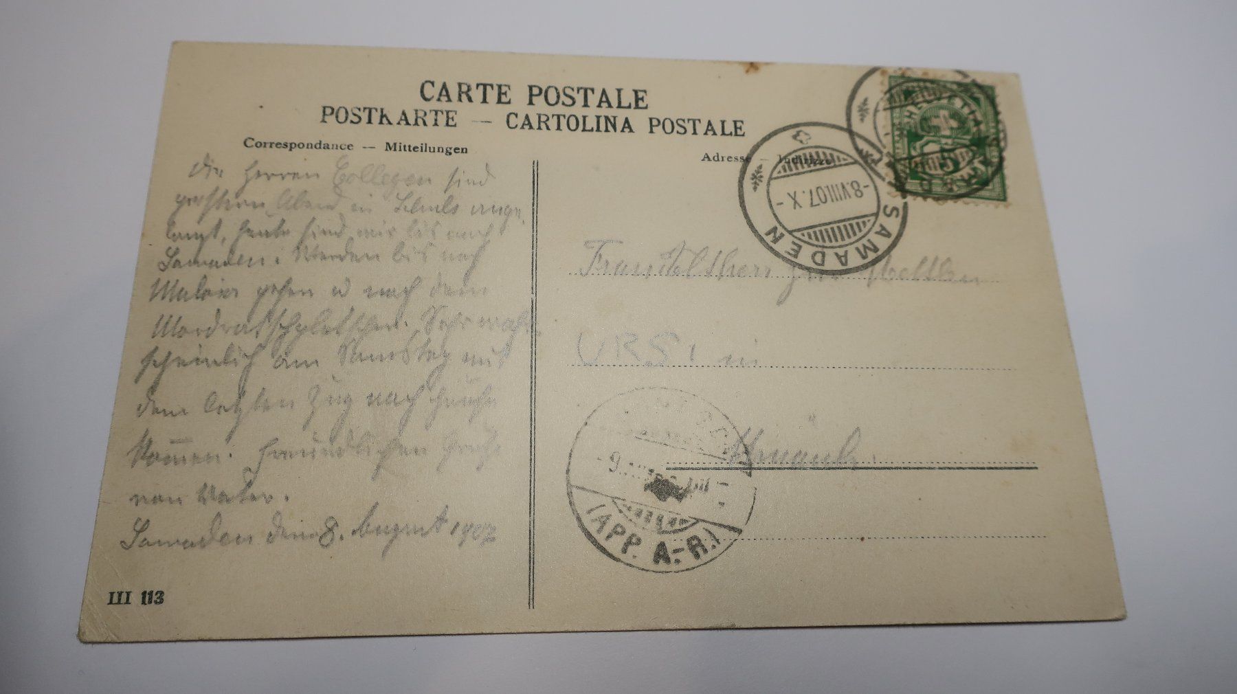 Cartoline postali: Samaden mit Blick auf die Berninagruppe 1907 – Usato da Cormoret venduto da Pascalll2001 4