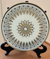"Art déco" Plateau tournant à tarte en verre vintage 50-60s