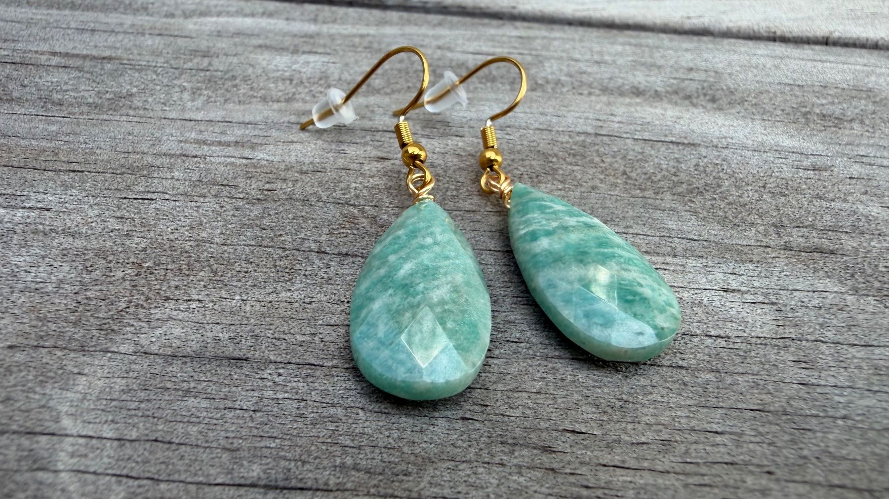 Orecchini pendenti & Orecchini a lobo: Stilles Wasser: Vergoldete Amazonit Ohrhänger – Nuovo e nell'imballaggio originale da Rombach venduto da Ivreajewels 1