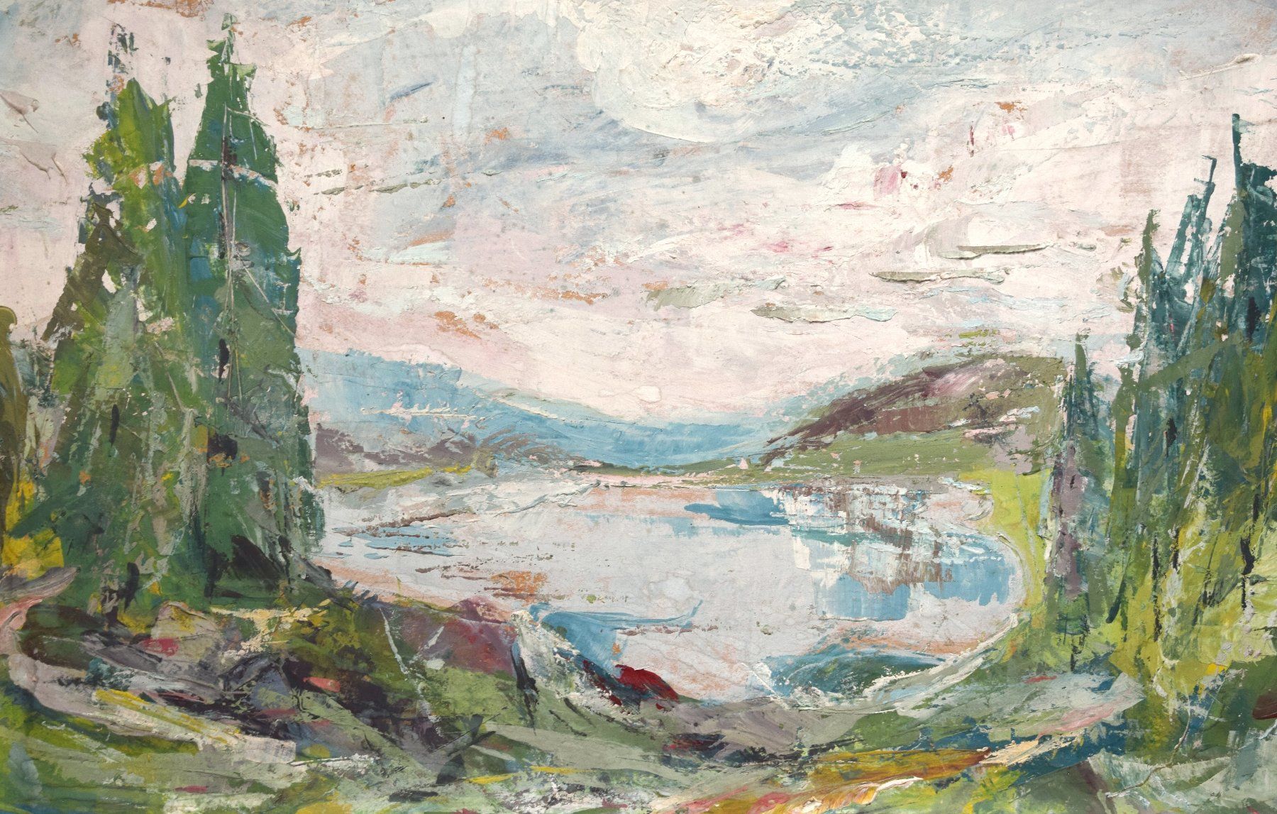 Dipinti: Expressive Landschaft Landschaftsgemälde Rahmen Shabby Chic – Usato da Zürich venduto da kunstarchiv.online 3
