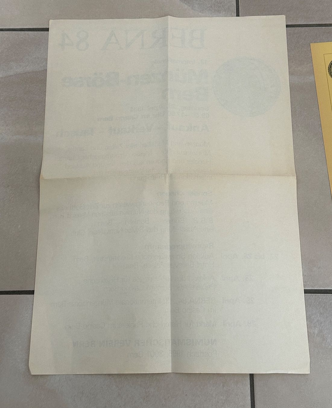 Foto & Immagini: Münzenbörse Bern 1984 Flyer + Programm (3 Stk.) – Usato da Nussbaumen AG venduto da olitech5415 2
