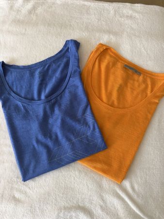 2x Icebreaker Damen T-Shirts Grösse L blau/orange