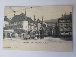 Antike Ansichtskarte: Neuchâtel - Place Purry  Tram Bahn R21