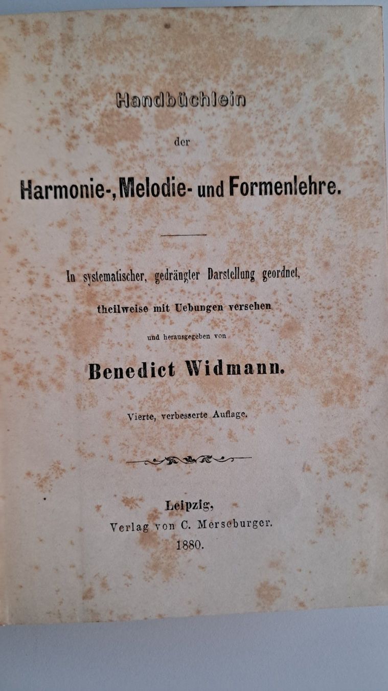 Libri: Antikes "Handbüchlein der Harmonielehre" 1880, B.Widmann – Usato da Uster venduto da Paeti7 2