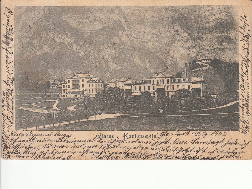 Cartoline postali: Glarus Kantonsspital 1903 – Usato da Bürglen TG venduto da StampGraf