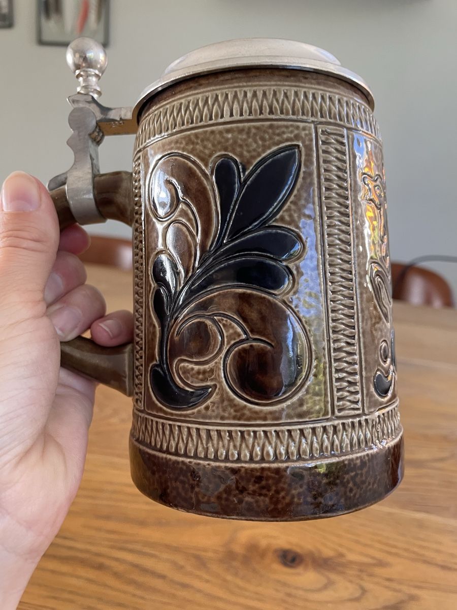 Gläser: Bierkrug mit Zinndeckel aus Keramik – Gebraucht aus Niederbüren von poschti 8