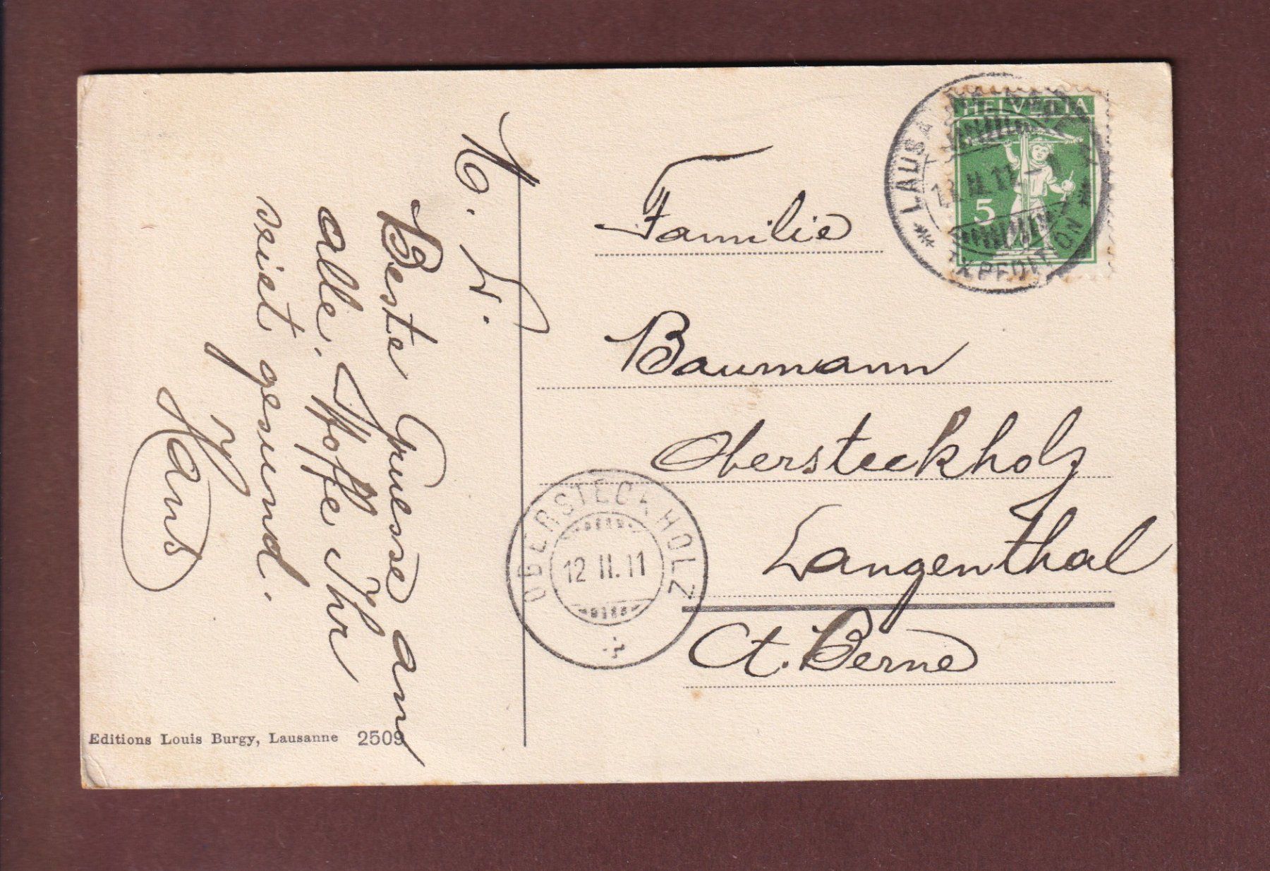 Cartoline postali: LAUSANNE - La "future" gare - Tram - 1911 – Usato da Pully venduto da nicecards 1