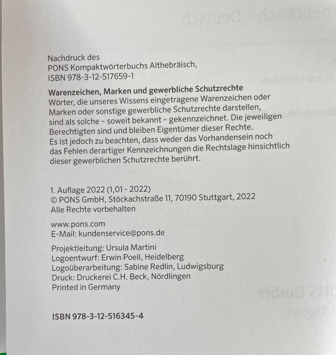 Libri: Kompaktwörterbuch Althebräisch, Pons Verlag – Nuovo (secondo la descrizione) da Uster venduto da em_58td 2