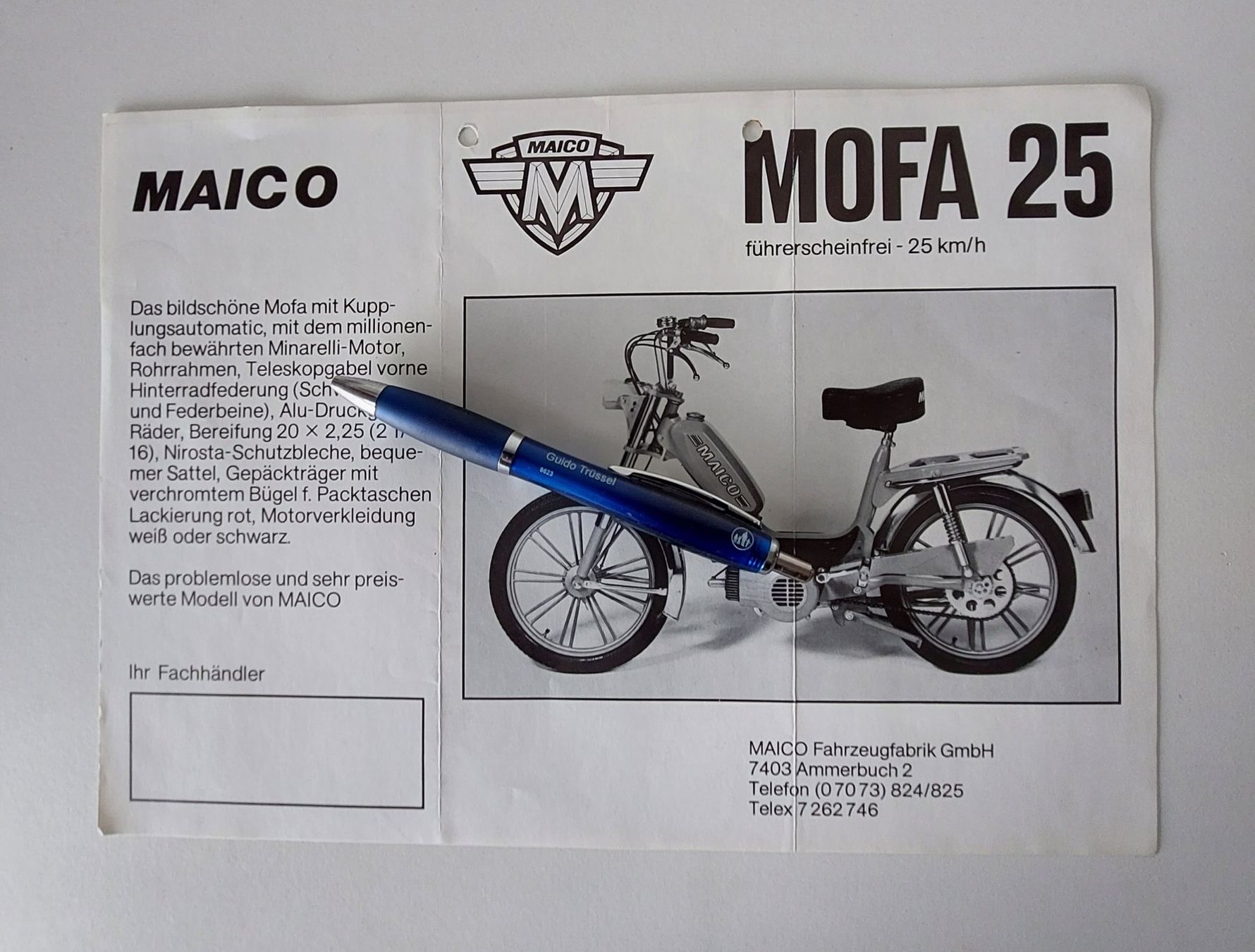 Sachs Ciclomotori: Prospekt Mofa Maico 25 – Usato da Schenkon venduto da TG10