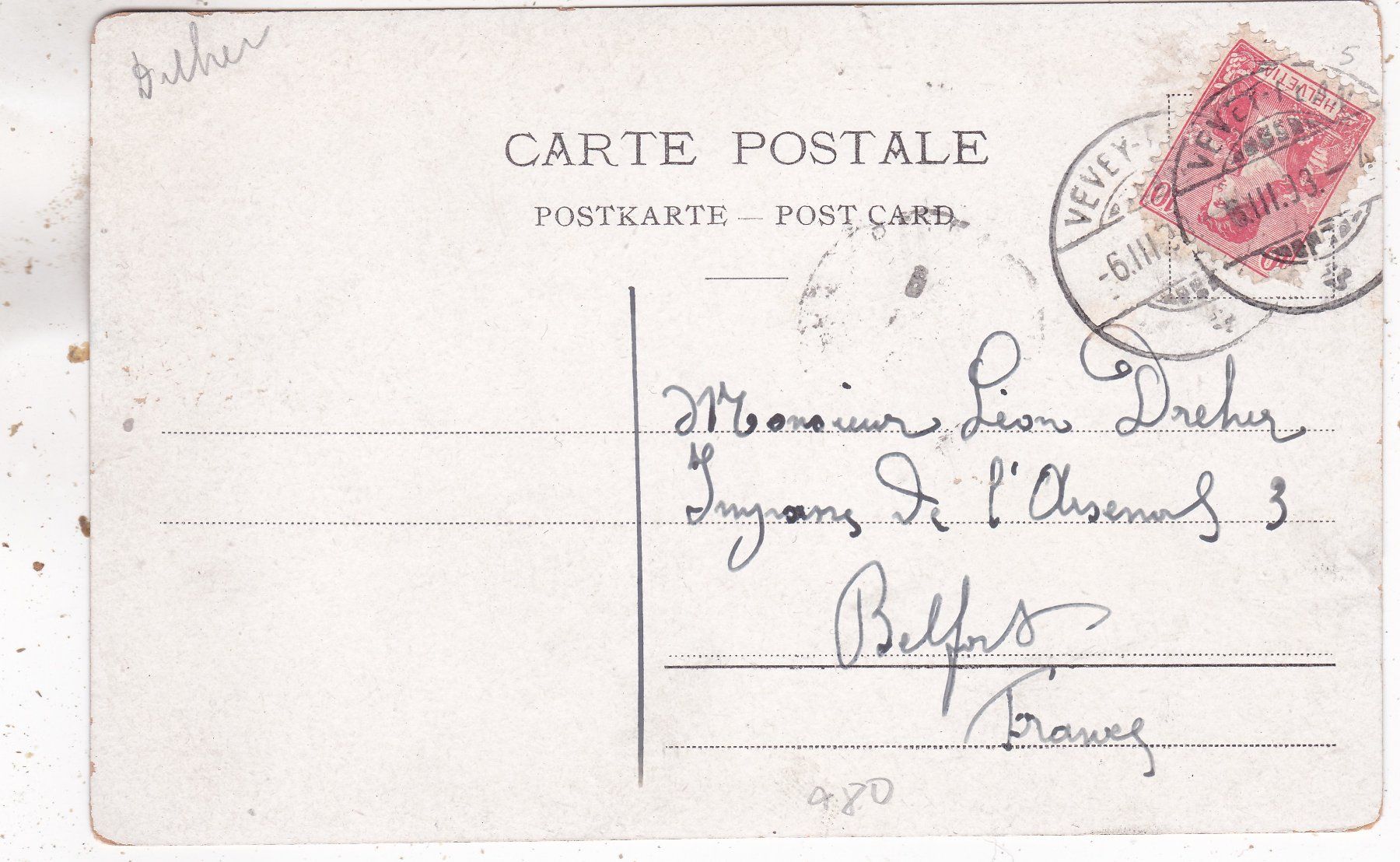 Cartoline postali: Bords du Léman 1908 – Usato da Herisau venduto da Lisegrat2008 1