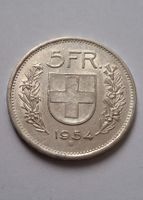 5 FRANKEN SILBERMÜNZE 1954 SEHR SCHÖN