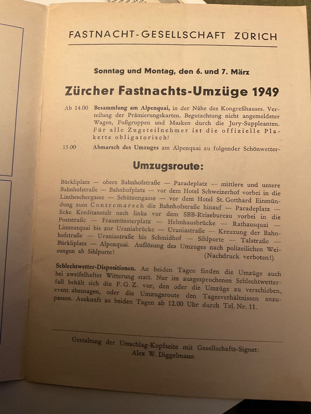 Documenti: Zürcher Fastnacht Programm 1949 - Offiziell – Usato da Tecknau venduto da bleilaus 1