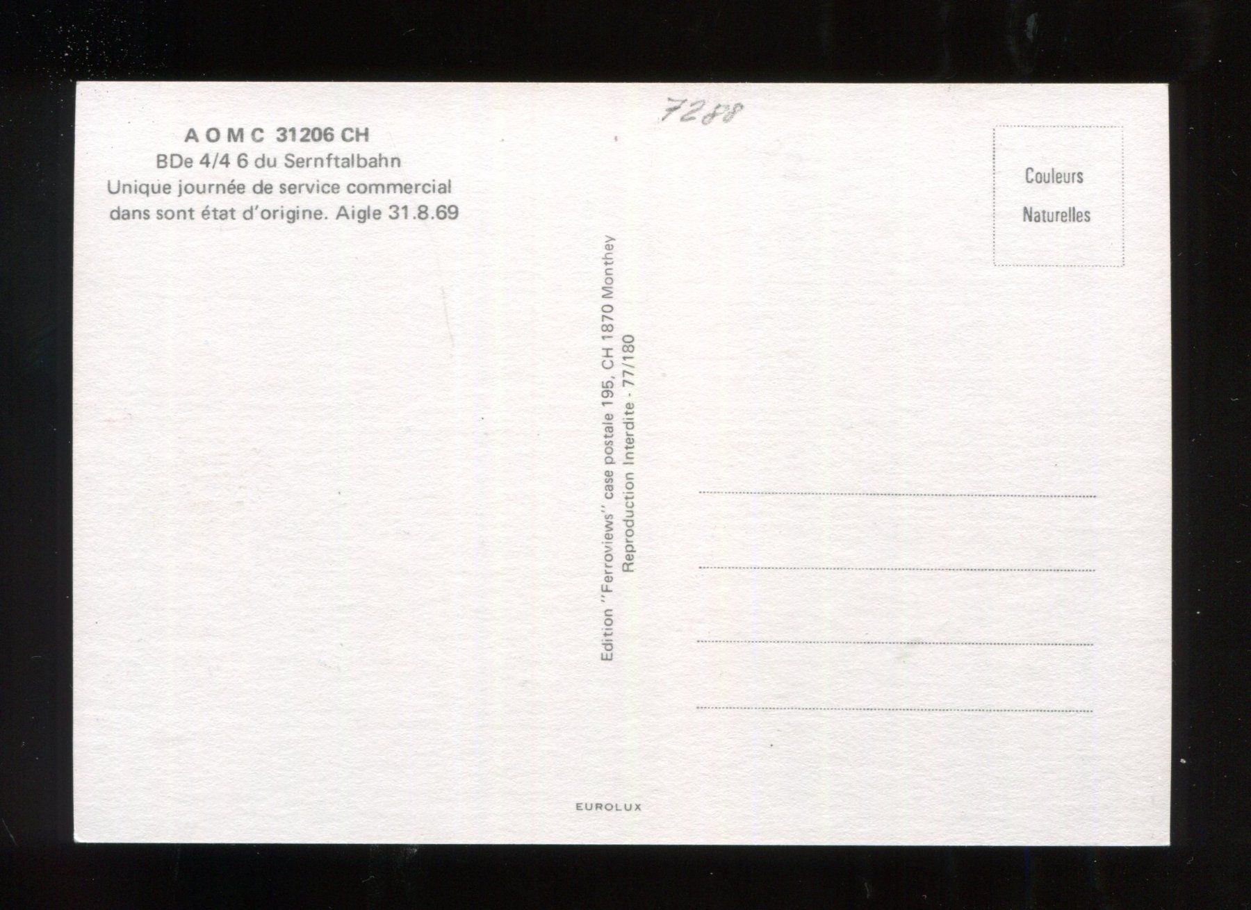 Cartoline postali: BDe 4/4 6, Sernftalbahn - Aigle – Usato da Aarau venduto da Elmaar41 1