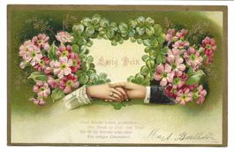 Herz - Ewig Dein - Hände - Liebe - Präge-Litho - 1907