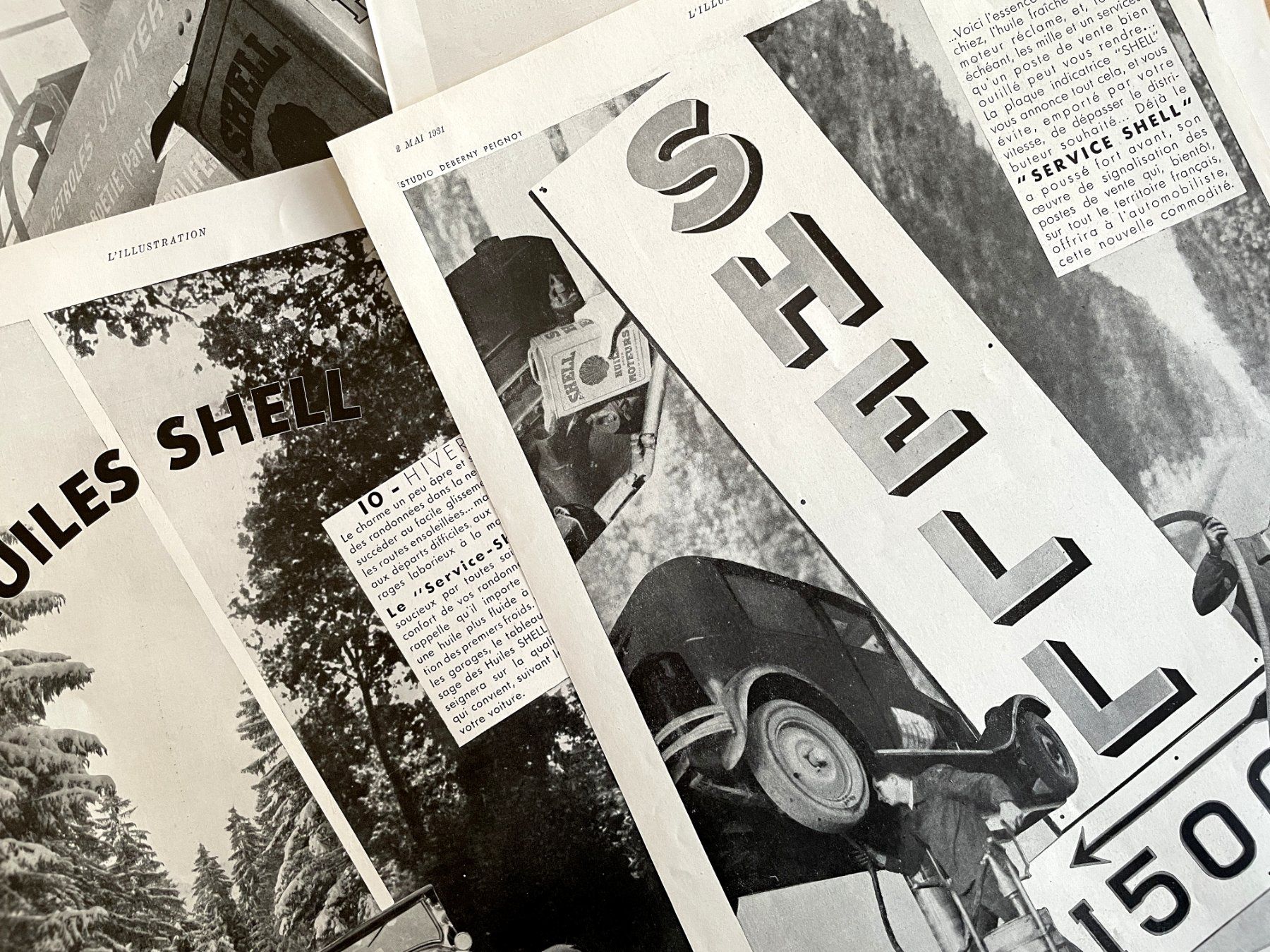 Foto & Immagini: Shell Emailschild - 4 Alte Werbungen / Publicités 1930/31 – Usato da Savagnier venduto da Ne2065