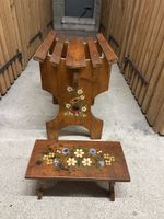 Tabouret et Petit Banc Rustiques en Bois Peint à la Main – S