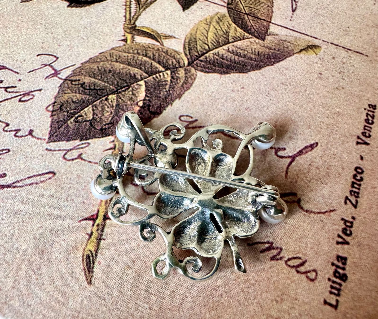 Spille & Fermagli: Vintage Kleeblatt Brosche mit Perlen Silber 925 Sterling – Nuovo (secondo la descrizione) da Zürich venduto da LIBELLA13 5