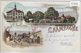 Souvenir de Champagne - Le College - Litho