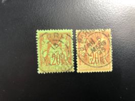 2 timbres oblitérés 20 cent no 96 France