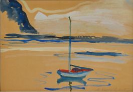 Segelboot, Aquarell, signiert