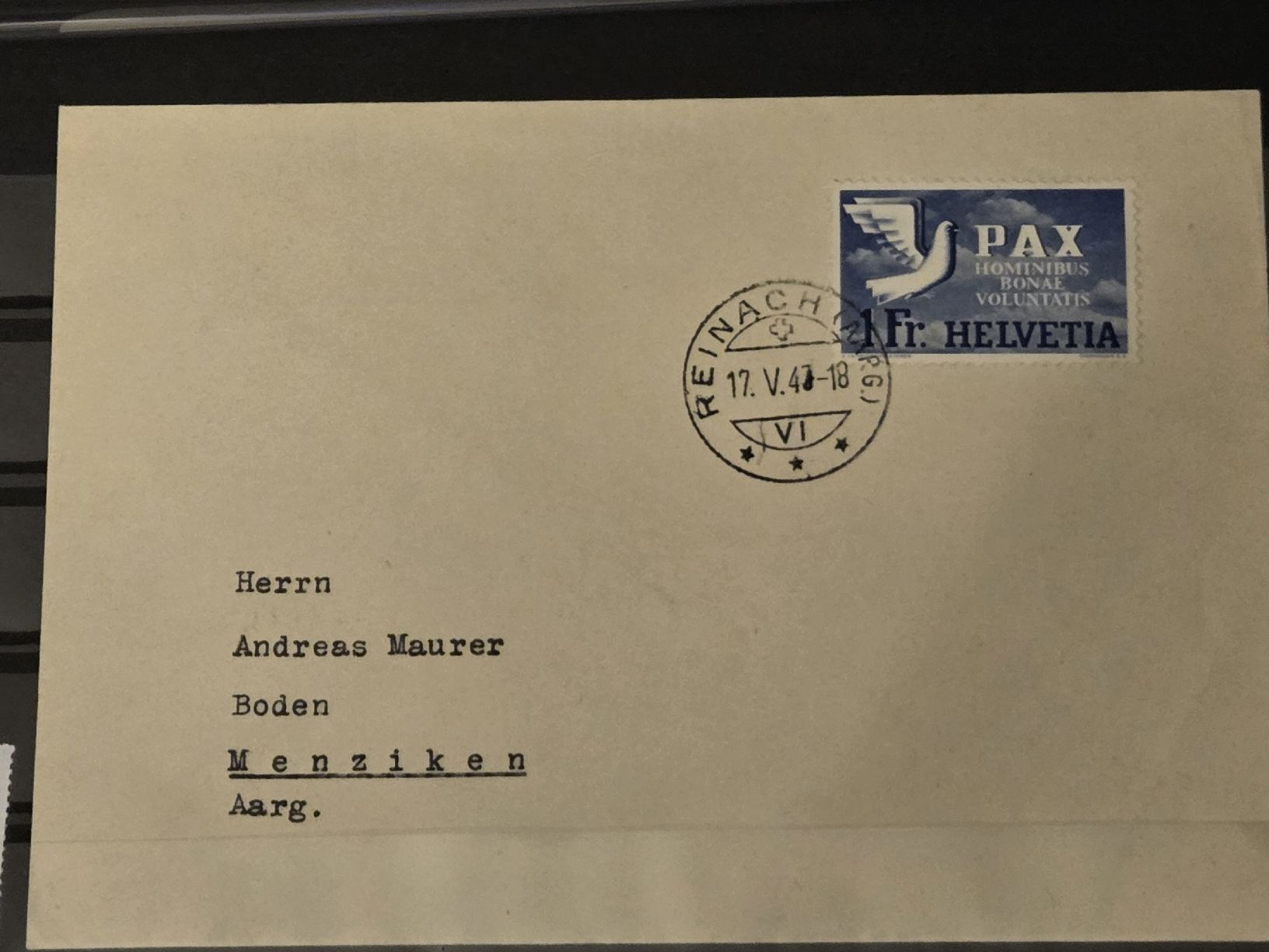 Alle Briefmarken: SBK 270 Kat.220.- PAX Brief – Gebraucht aus Wangen von Abartix