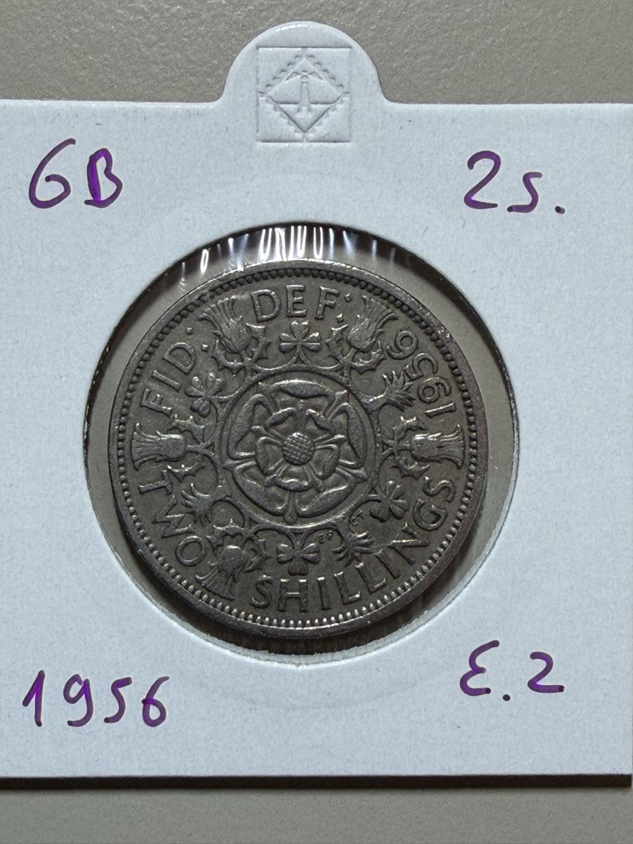 Alle Münzen: GB - 2 shilling - 1956 - Elisabeth 2 – Gebraucht aus Payerne von Mike1682