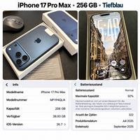 iPhone 17 ProMax 256GB Tiefblau Swisscom Garantie