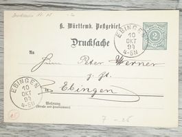 TR13 Carte Postale + Timbre Allemagne / Württemberg 1894