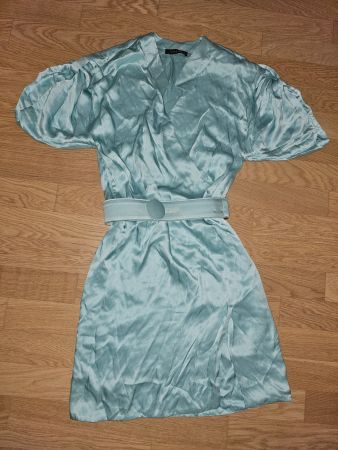 Versace Robe d'été en soie bleu turquoise, Taille 34!