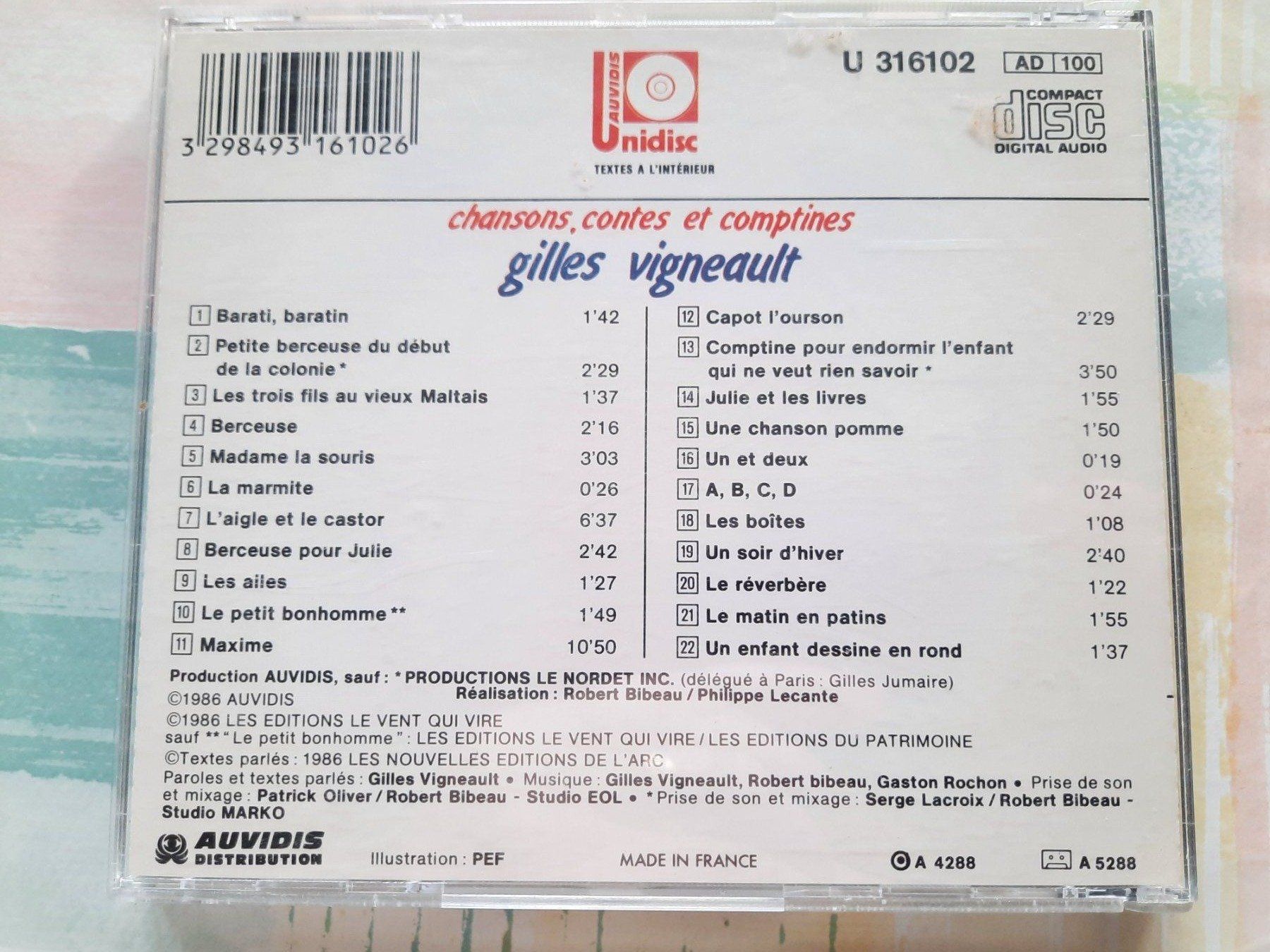 CDs: Cd Chansons, contes et comptines de Gilles Vigneault – D'occasion à Pully par bro_n52j 1