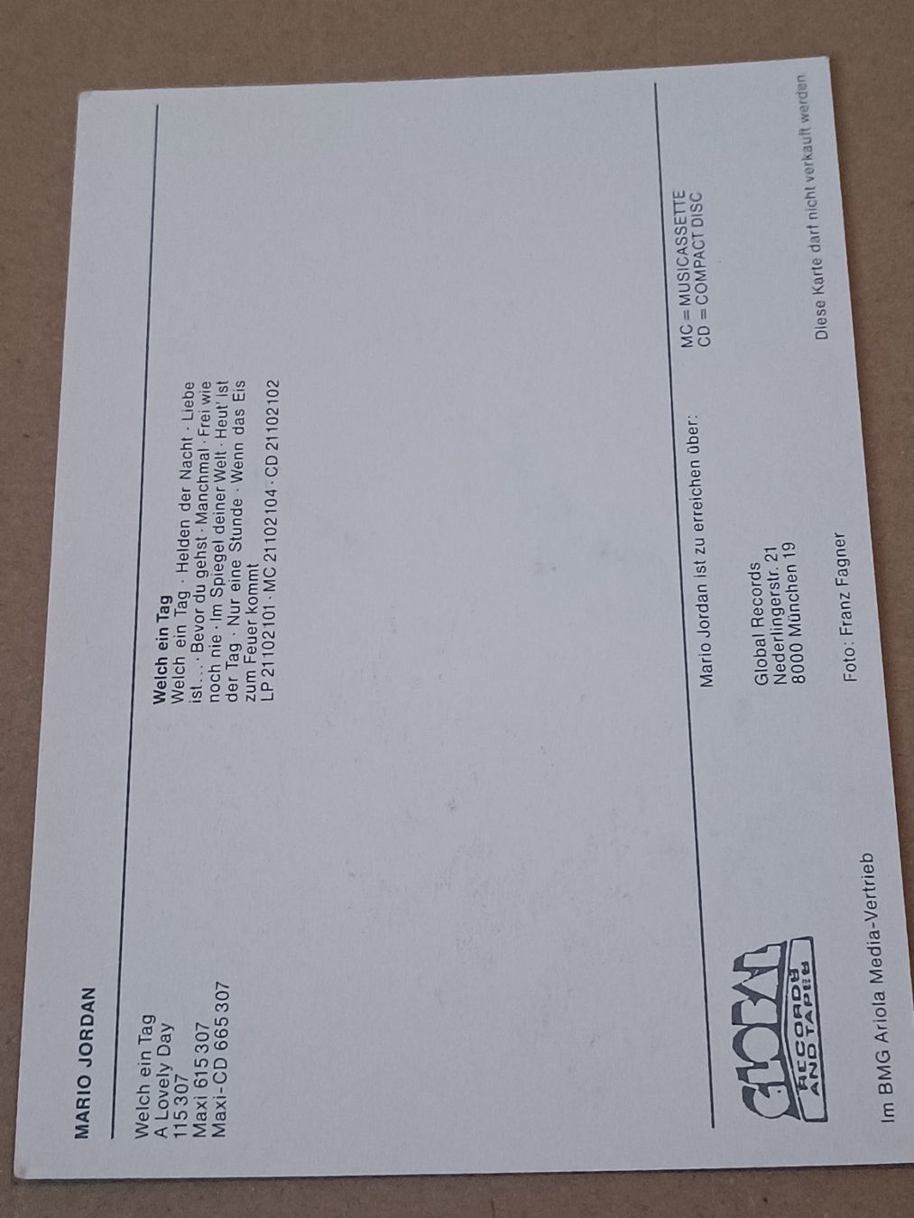 Autogramme: Mario Jordan - 2010 verstorben – Gebraucht aus Menziken von Autogramme 1