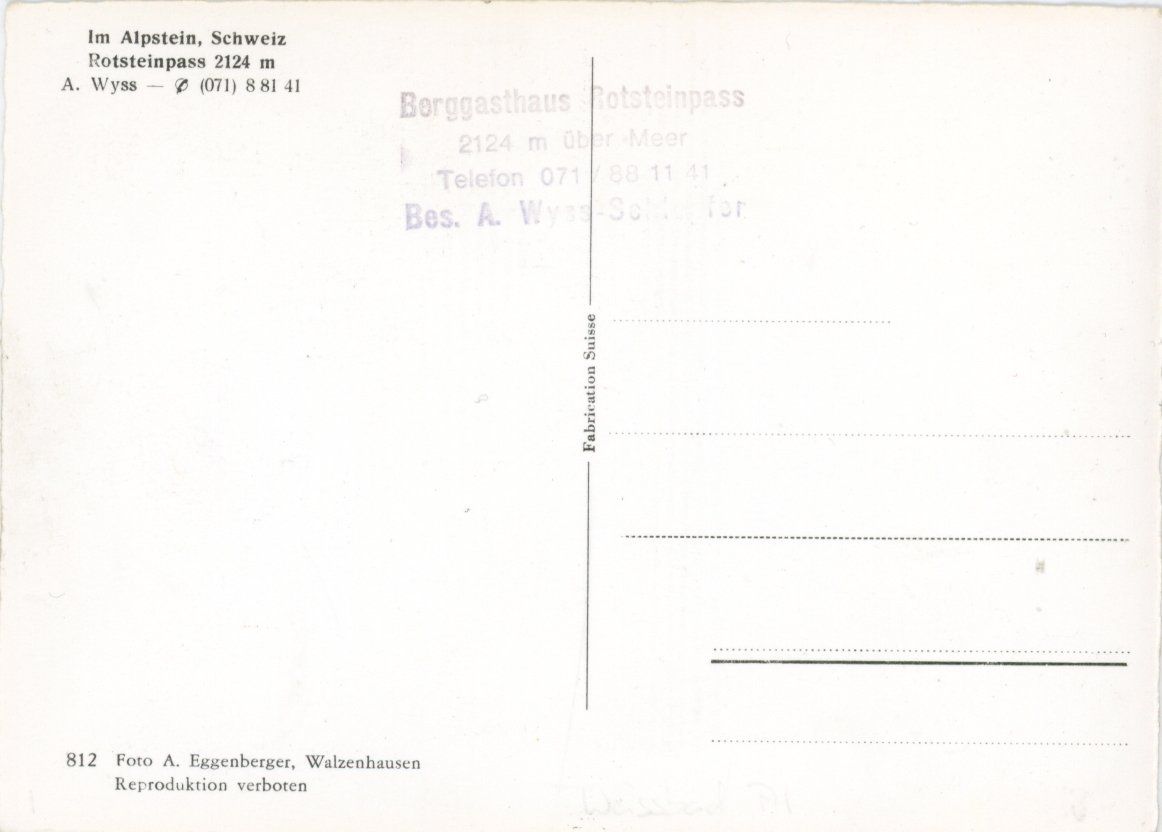 Cartoline postali: Rotsteinpass  AI   -  BERGGASTHAUS   ob Weissbad – Usato da Brig venduto da Valcards54 1